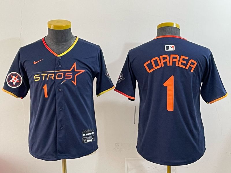 Youth 2025 Houston Astros #1 Correa blue Nike MLB Jersey 0042->houston astros->MLB Jersey